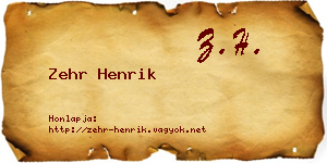 Zehr Henrik névjegykártya